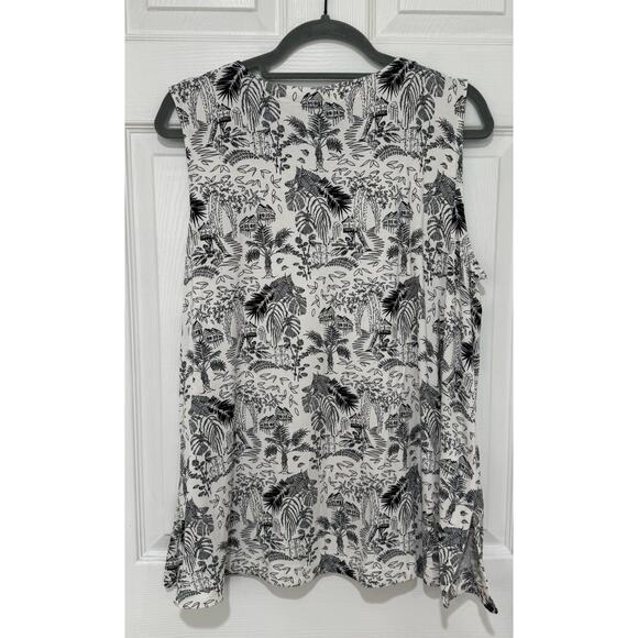 GRACE the perfect fit sleeveless Blouse Top Plus 1X Black White Island - Picture 4 of 4